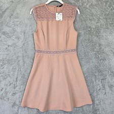 Zara Dress Womens Small Pink Sleeveless Lace Detail Fit And Flare Party NWT