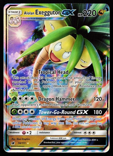 Alolan Exeggutor GX 74/111 Holo Rare Crimson Invasion Pokemon Card