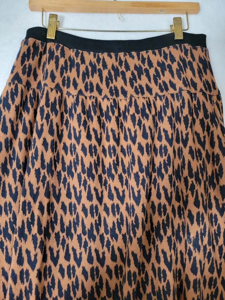 Antiga Saia Adrienne Vittadini Feminina Algodão Estampa M Leopardo Midi Linha A Mobwife  - Imagem 4 de 4