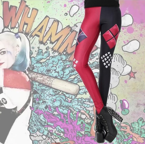 Women's [Ladies] Printed Leggings Stretchy [Galaxy, Halloween, Milk, Black] - Picture 4 of 24