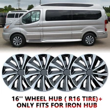 4X 16" Inch Wheel Covers Snap On Full Hub Caps Fit for R16 Tire & Steel Rim