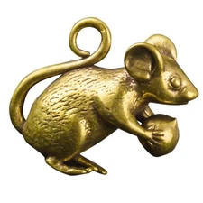 TOYANDONA Brass Mouse Figurine Mini Lucky Rat Statue Chinese Zodiac Pendants ...