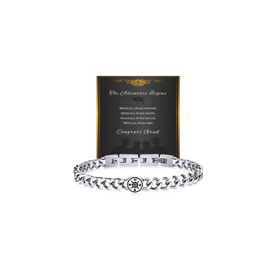 Men's Compass Bracelet 2025 Graduation Gifts for Him College High Middle Scho.