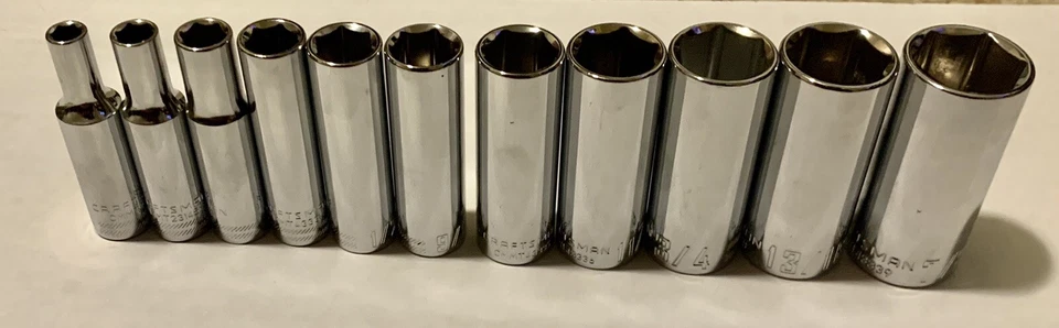 New Craftsman 3/8" Drive 6 Point Deep Socket Any Size Standard SAE Inch Polished - Image 4 of 4