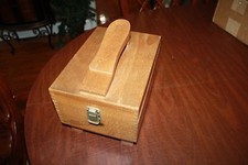 Vintage Amcrest Shoe Shine wood Box kit w/ Polisher  Buffer, Brush  Creams