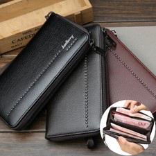Men's Business Clutch Bag Wallet Long Large Capacity Leather Wallet Zipper Purse