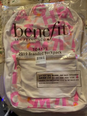 NEW! 2019 Benefit Cosmetics Makeup Limited Edition CANVAS Backpack Bag SEALED