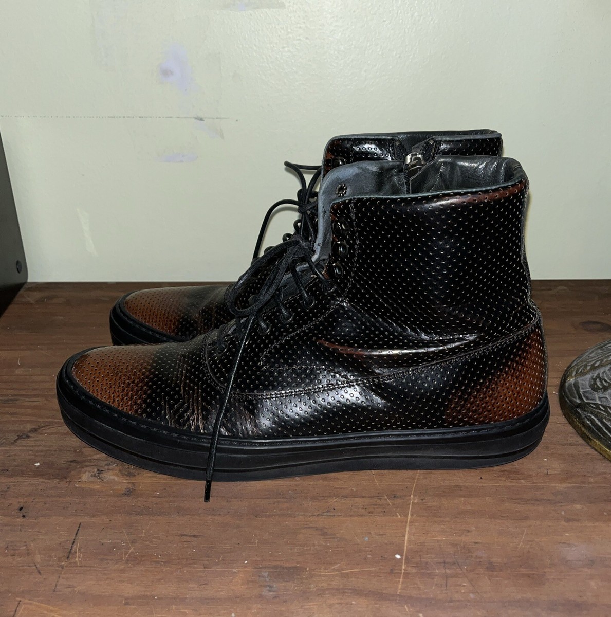 Alexander Mcqueen ブーツ 40 Alexander McQueen Triple Buckle Black Platform Leather Ankle