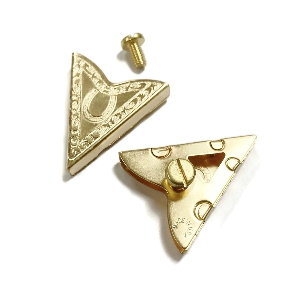 Par de puntas de cuello blusa camisa country occidental floral herradura latón dorado 2358 Foto 2 de 4