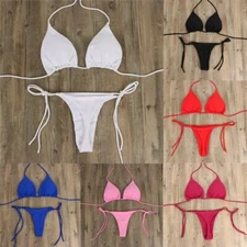 Women Thong Bikini Set Side Tie Sexy Swimsuit Bandage Style Brazilian Swimwear