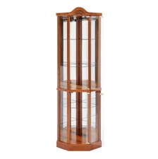Glass Cabinet Lighted Corner Display Curio Cabinet Glass Display