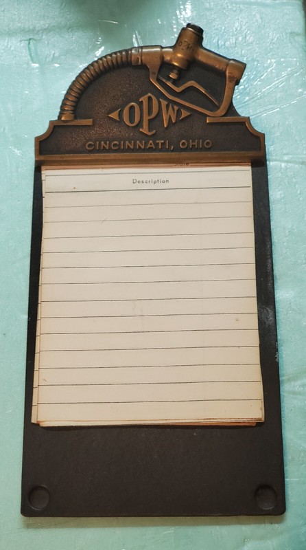 Antique Vintage Brass OPW Gas Pump Nozzle Clipboard