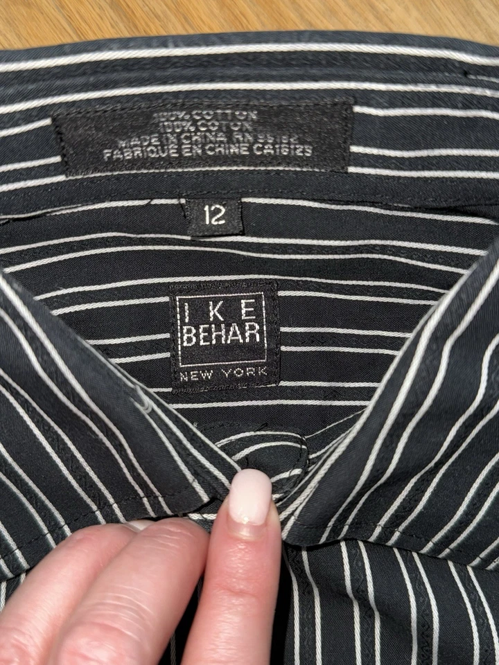 Camisa de vestir Ike Behar manga larga, talla 12, usada una vez. Foto 2 de 4