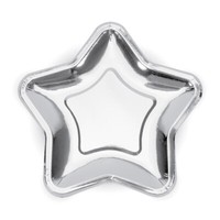 Pappteller Stern Silber Metallic Ca. 21 Cm 6 StüCk