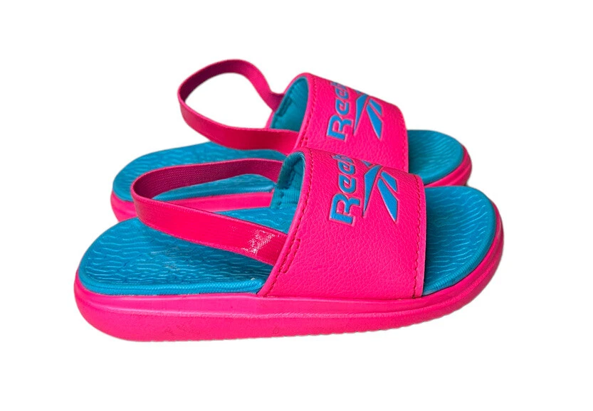 Sandalias Reebok Rosa Doble Densidad Deslizables Correa Cordones Infantil Niño Niña Talla 8 Foto 2 de 4