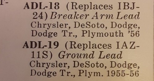 DISTRIBUTOR LEAD (1) PRIMARY & (1) GROUND 56 DESOTO DODGE PLYMOUTH CHRYSLER 8 - Picture 4 of 4