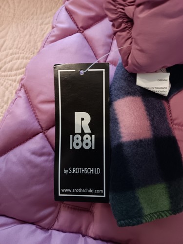 Girl Rose R 1881 Zip Puffer Jacket /scarf . Size 10/12 Faux Fur Inside NWT - Picture 10 of 17