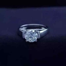 2ct Round Cut Lab Created Diamond Wedding Engagement Ring 14K White Gold Plated