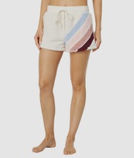 47 PJ Salvage Women's White Pink Striped Sleepwear Plush Sleep Shorts Size XS