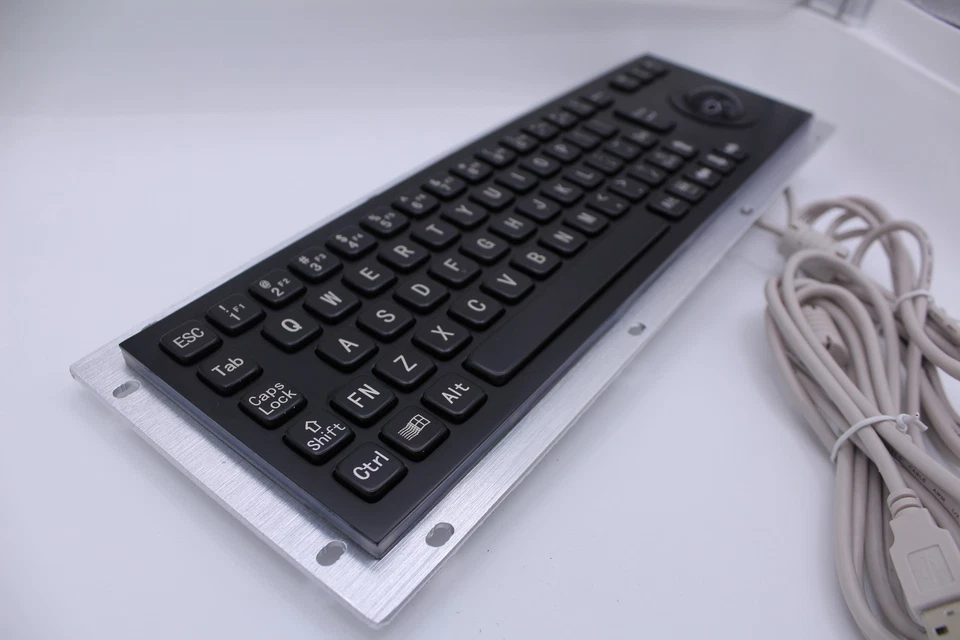 Black Industrial USB Keyboard With Mechanical Trackball Kiosk Metal Keypad - Image 4 of 4