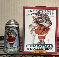 Anheuser Busch "Saturday Evening Post" Christmas 3 Stein GL13 1997 Christmas Col