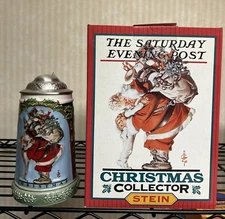 Anheuser Busch "Saturday Evening Post" Christmas 3 Stein GL13 1997 Christmas Col