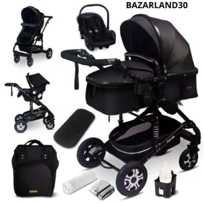 GaGaDumi Florida poussette 3 en 1 ensemble complet avec siège auto . Noir - Photo 1/4