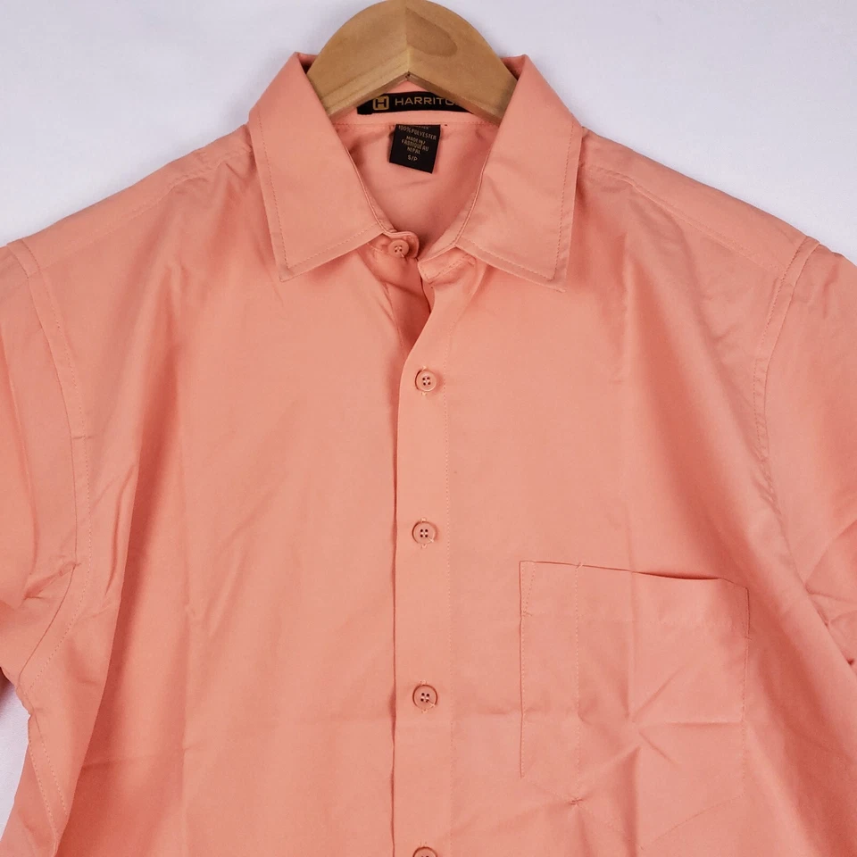 Harriton Button-Up Shirt Men’s Small Orange Lightweight Office Wear Minimalist - Image 2 of 4