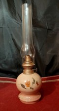 LAMPE A PÉTROLE BOULE EN FAIENCE DECOR FLEURS 