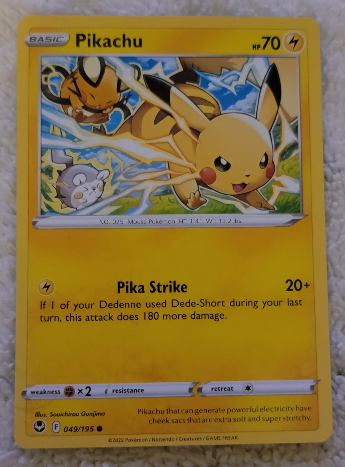 Pokemon TCG Card Pikachu 49/195 Common Non Holo Silver Tempest NM