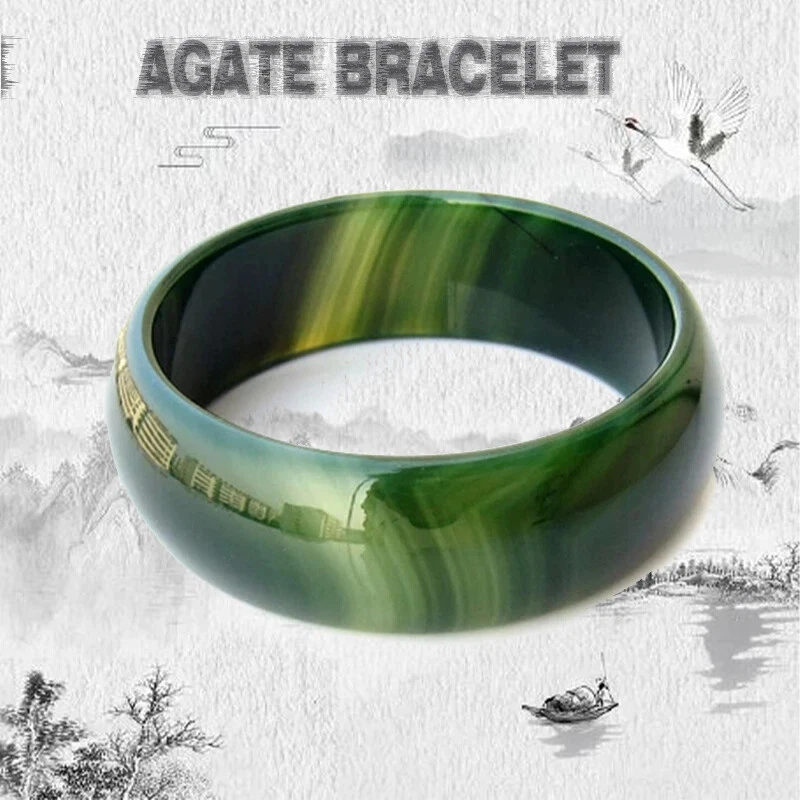 Brazaletes de ágata natural verde oscuro joyería mujer regalo ropa accesorios Foto 2 de 4