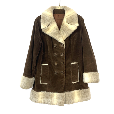 Vintage 60s 70s Corduroy Faux Fur Penny Lane Janis Joplin