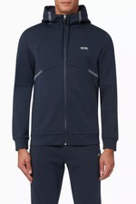 NWOT Hugo Boss Mens Deep Navy Blue Full Zip Saggy 2 Fleece Regular Hoodie Size M