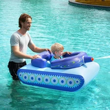 Inflatable Tank Pool Float Kids with Water Gun, Cool Summer Swimming Battle Toy!