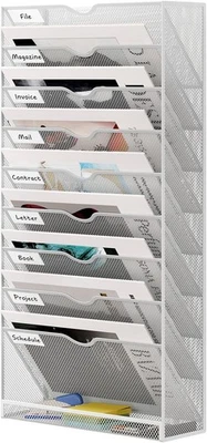Senhoglb 10 Pockets Hanging File Organiser Wand Metall A4 Zeitschriftenhalter