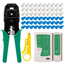 Professional RJ45 Crimp Tool Kit Complete Cat5 Cat5e Cat6 Ethernet Crimper Se...