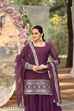 Readymad Georgette Kurta/kurti and plazoo Set for Women's Party Festive Outfit