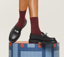 HERMES Black/Noir Calfskin Icone Loafers/Shoes Size 36.5/US 6.5