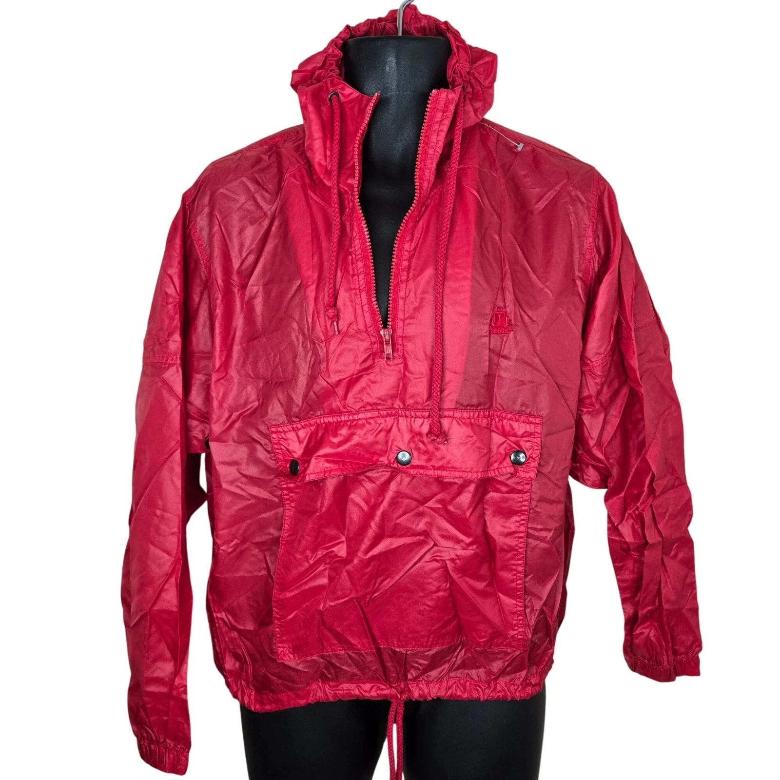 Vintage Izod Red Nylon Pullover Windbreaker Jacket Half-Zip Mens Size S