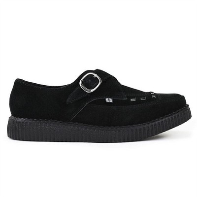 TUK Footwear Herren Damen spitz Creeper schwarz Wildleder Mönch Schnalle Plateau Schuhe