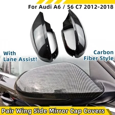 Carbon Fiber Style Side Wing Mirror Caps Covers For Audi A6 / S6 C7 2012-2018