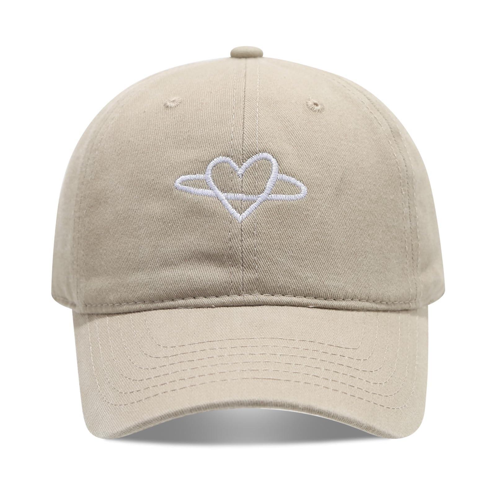 Casquette baseball femme en coton réglable avec cœur brodé noir
