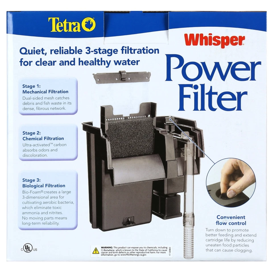 Filtro de alimentación Tetra Whisper 40 galones, filtración silenciosa para acuario de 3 etapas Foto 2 de 4