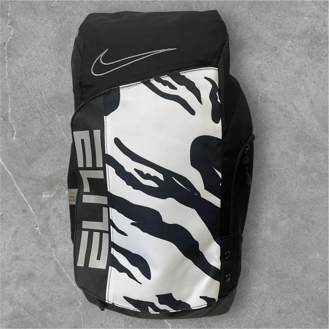 Nike Elite Basketball Backpack Zebra Print Black White Padded Shoulder Straps