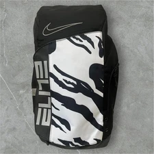 Nike Elite Basketball Backpack Zebra Print Black White Padded Shoulder Straps
