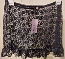 Wild Fable Women's Ruffle Hem Lace Swim Cover Up LARGE 12-14 Skirt Black - NWT