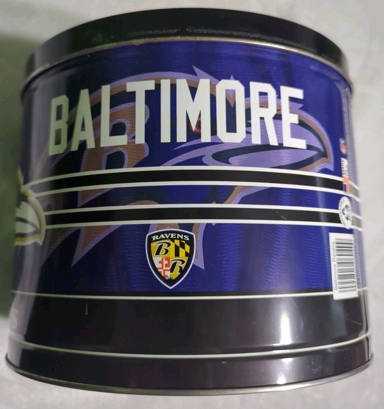 Vintage Official Baltimore Ravens Popcorn Tin