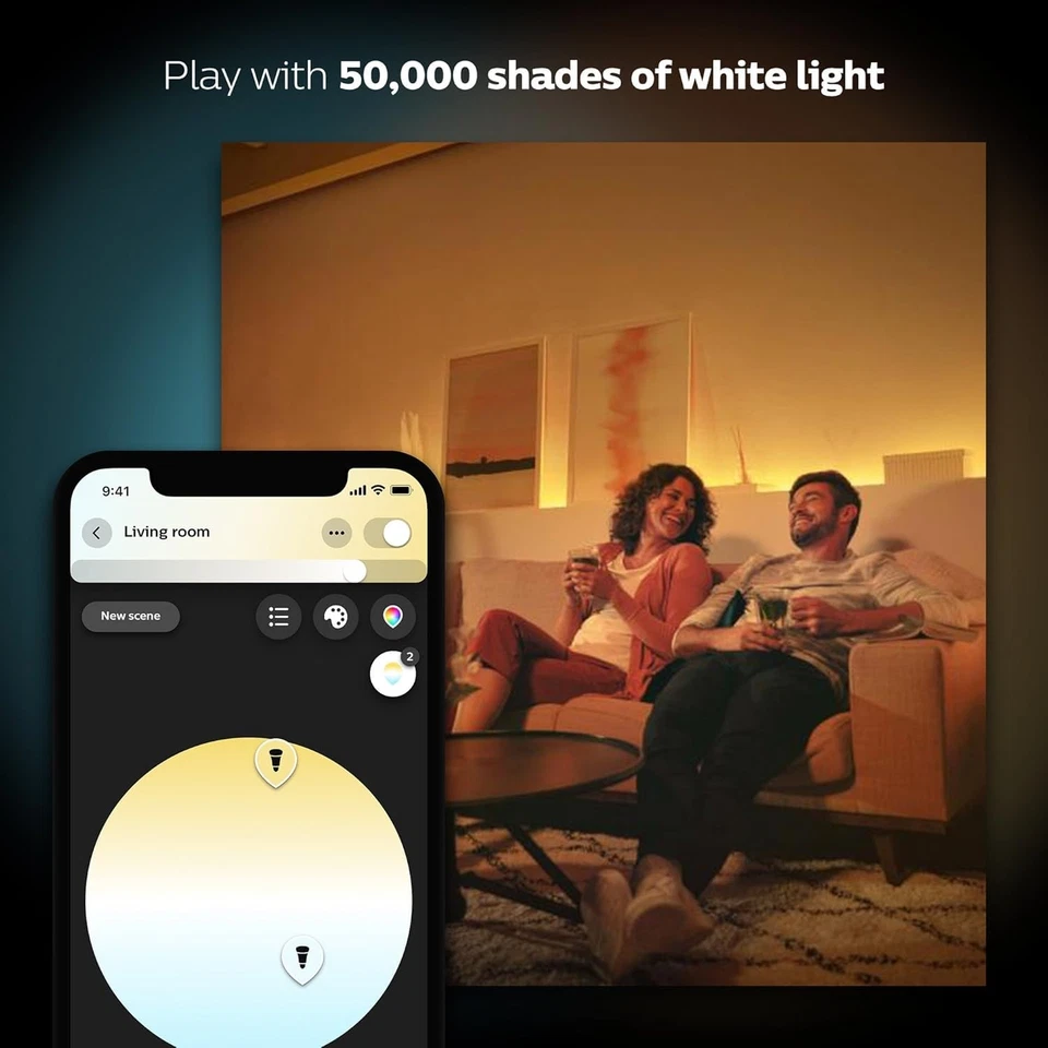 Philips Hue White Ambiance A19 Smart Led Bulbs 2 Pack Compatible With Alexa - Image 4 of 4