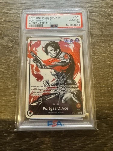 2023 One Piece Portgas.D.Ace Alternate Art Leader #OP03-001 PSA 10 GEM MINT