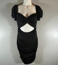 Women's Black Short-Sleeved Mini Dress w/Cutout- Size 6
